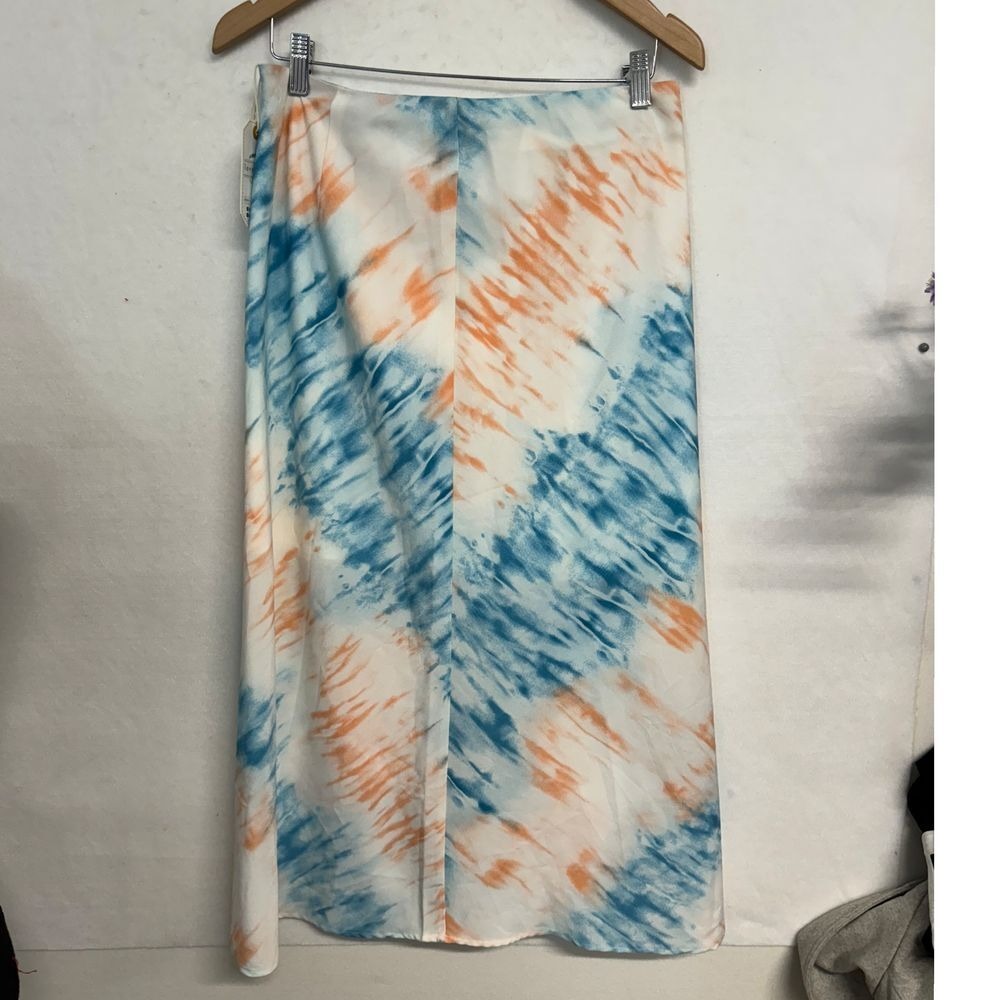 New love Riche satin tie dye skirt lined satin zip up skirt